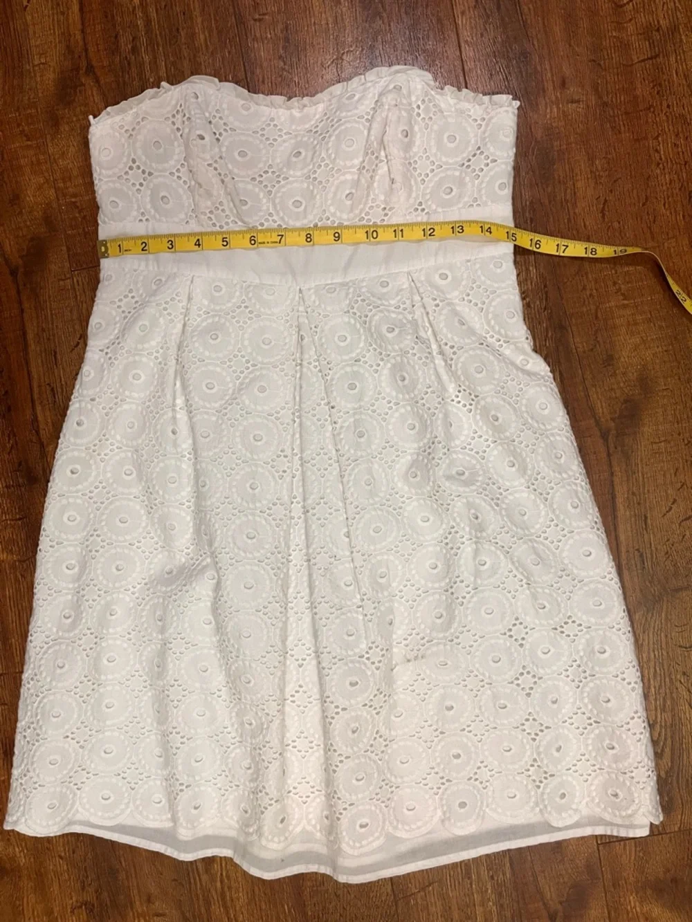 Lili Pulitzer “Little White Dress” Strapless White Eyelet A-Line Dress - Picture 7 of 9